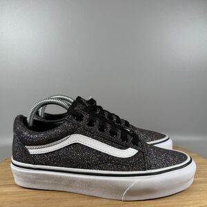 Vans Off The Wall Classic Old‎ Skool Casual Shoes Black Glitter Women's 5